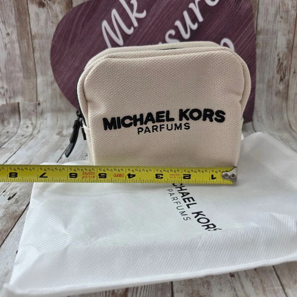 Michael Kors Beige Black Cosmetic Bag